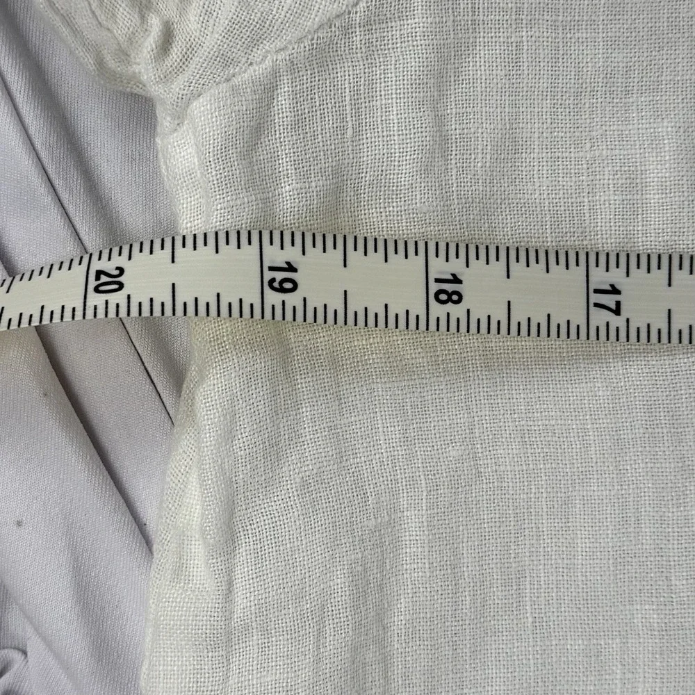 Terzo Millennio Blouse‎ Top M White 100% Linen Made in Italy Bell Sleeve Crochet - Picture 4 of 6